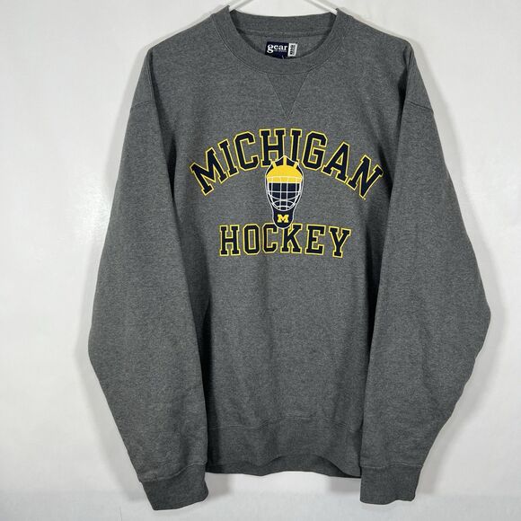Vintage Michigan Wolverines Hockey Gear For Sports Crewneck Sweatshirt XL Gray - Picture 1 of 10